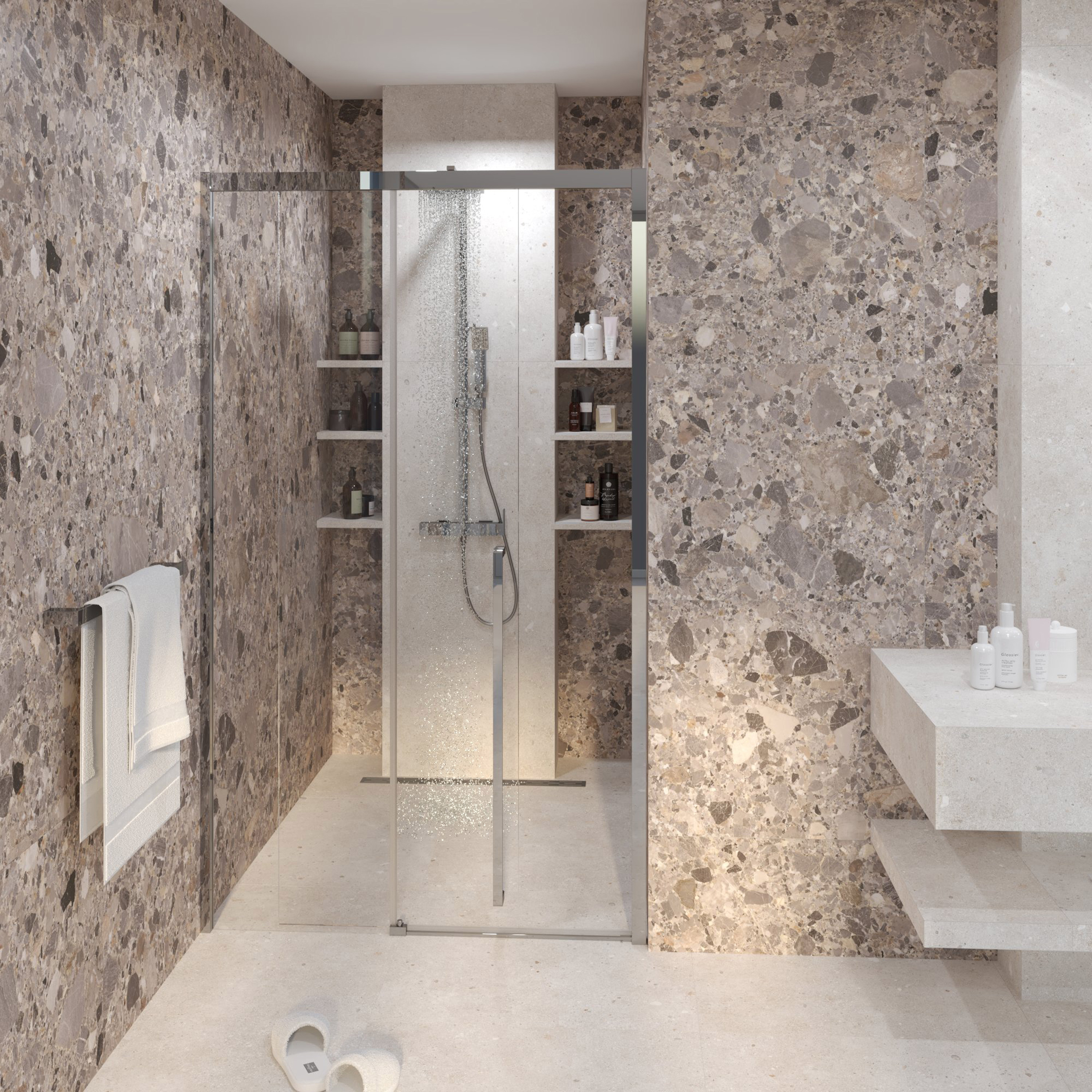 Tuš vrata klizna Voxort Blue Premium Corri, 120x200, prozirno/krom, 8 mm