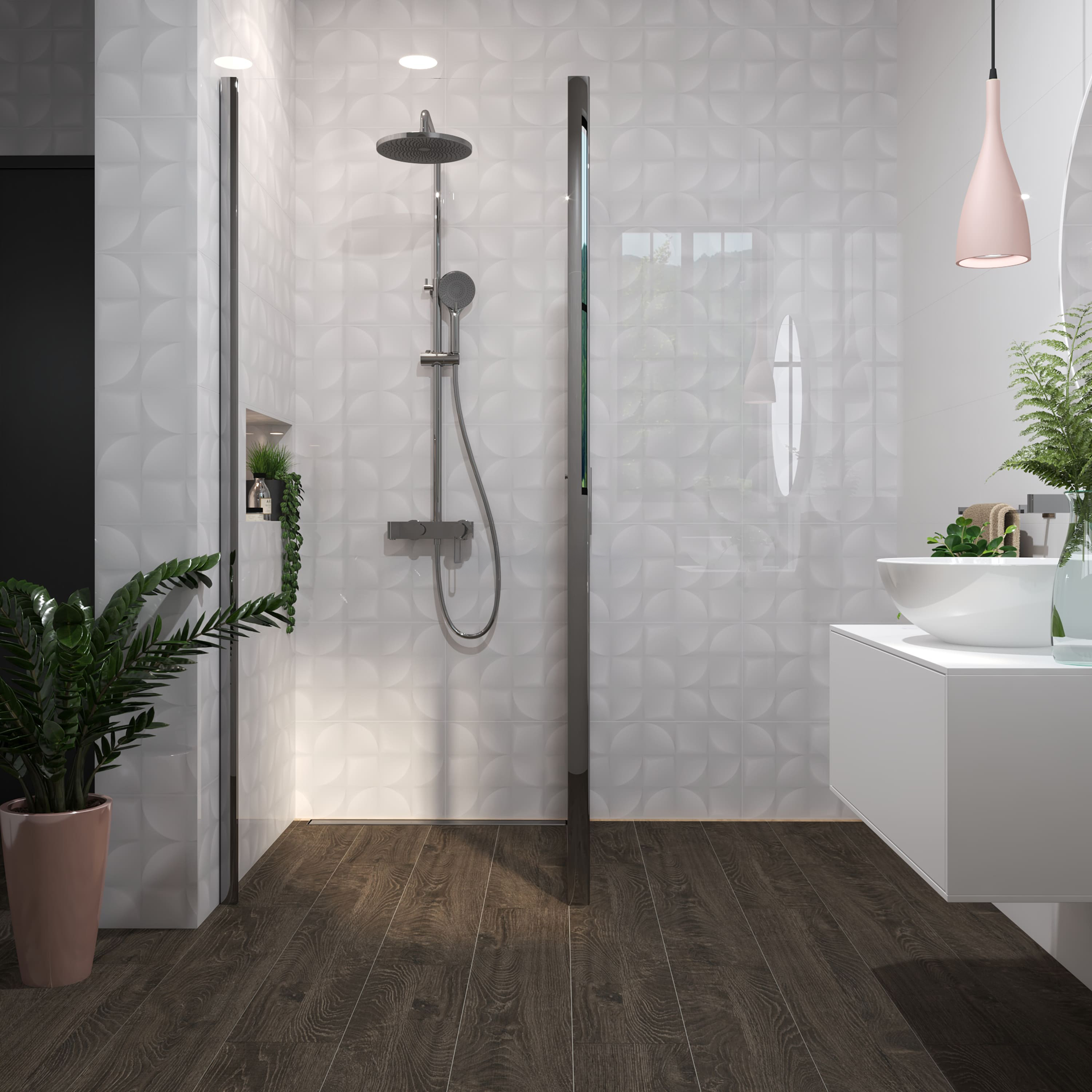 Tuš stranica za vrata Voxort Blue, 90, prozirno/krom