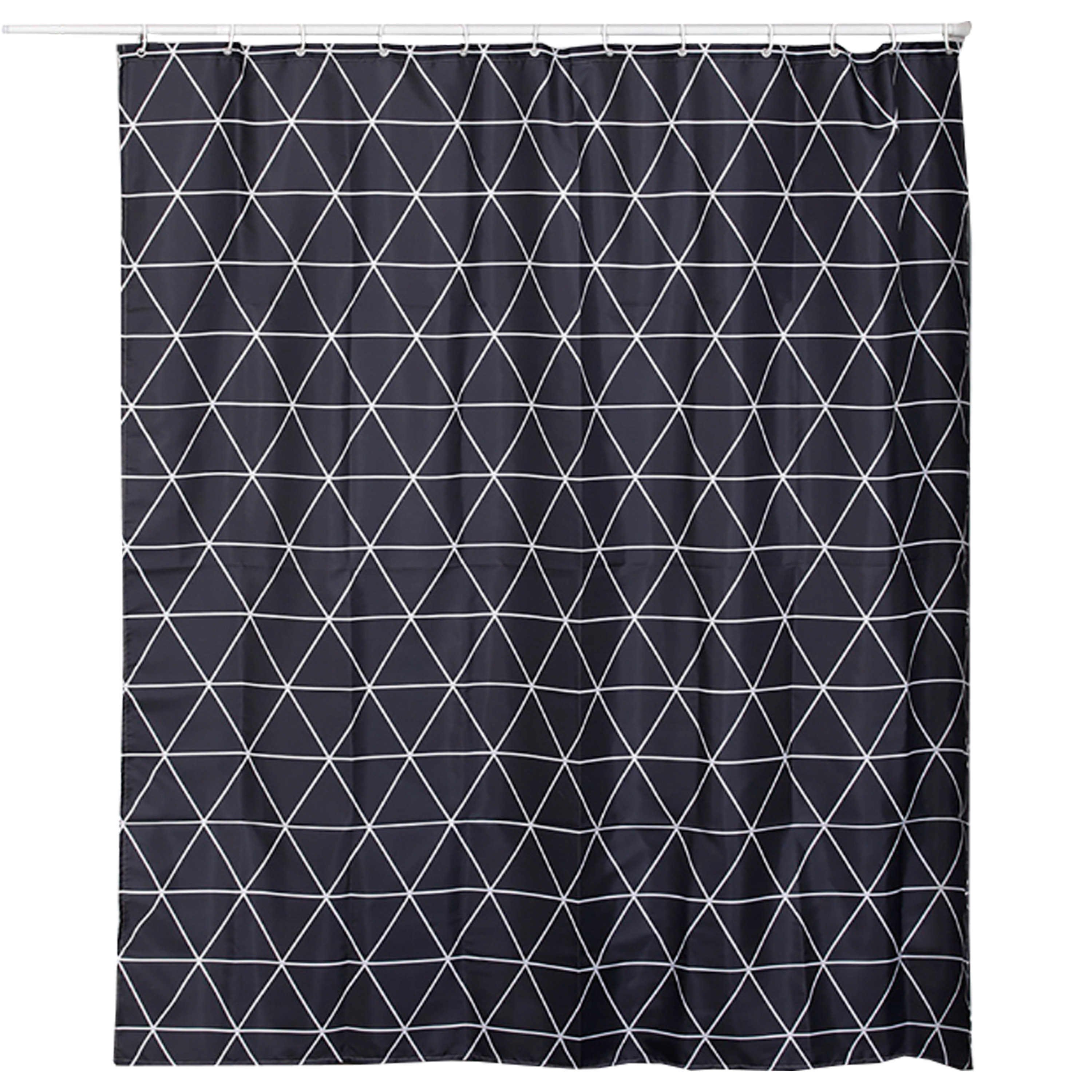Zavjesa za kadu+12 PP kukica Tendance, crno-bijela, 180x200 cm, poliester, Osaka