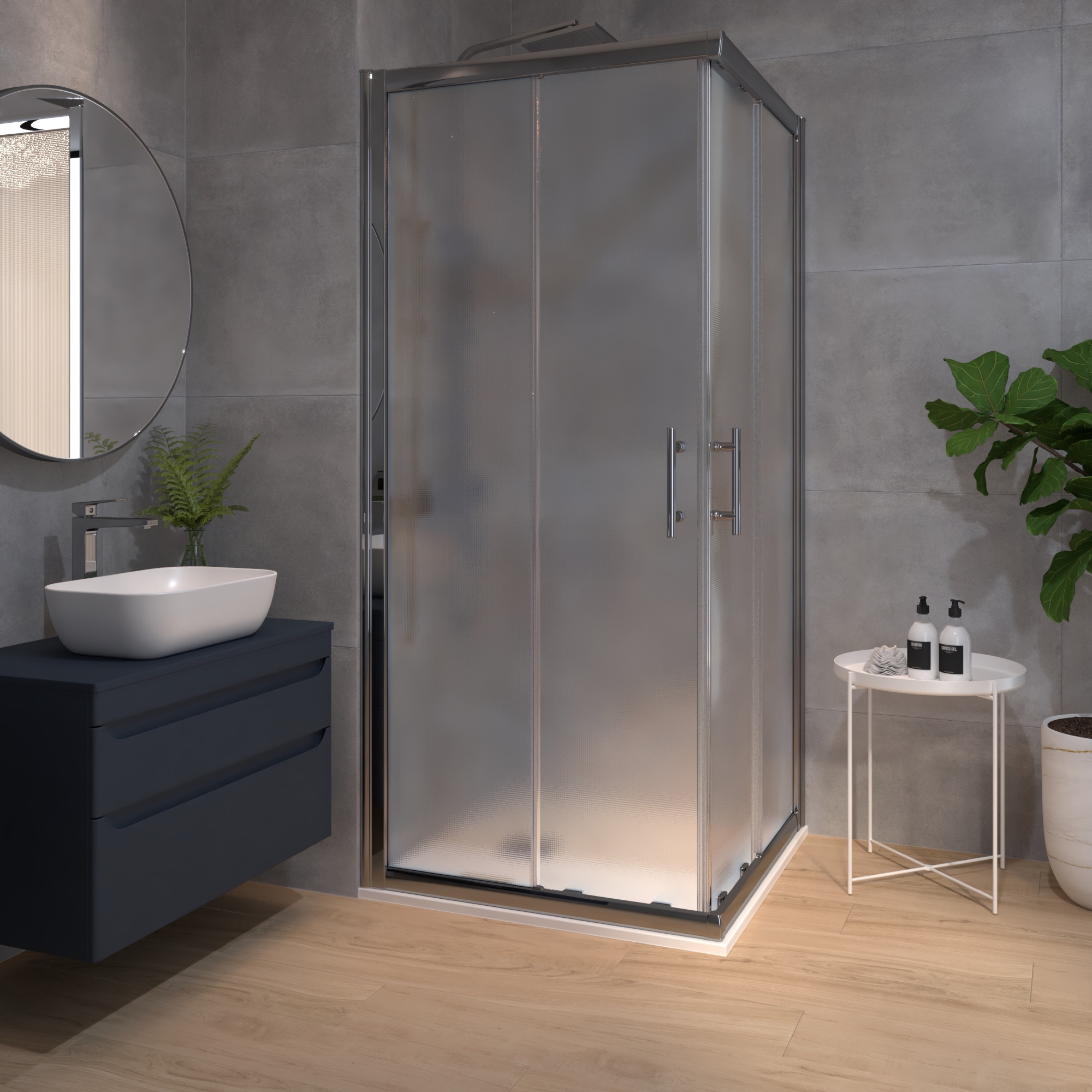 Tuš kabina kvadratna Voxort Pro NS-line, 90, ornament/krom, h-195