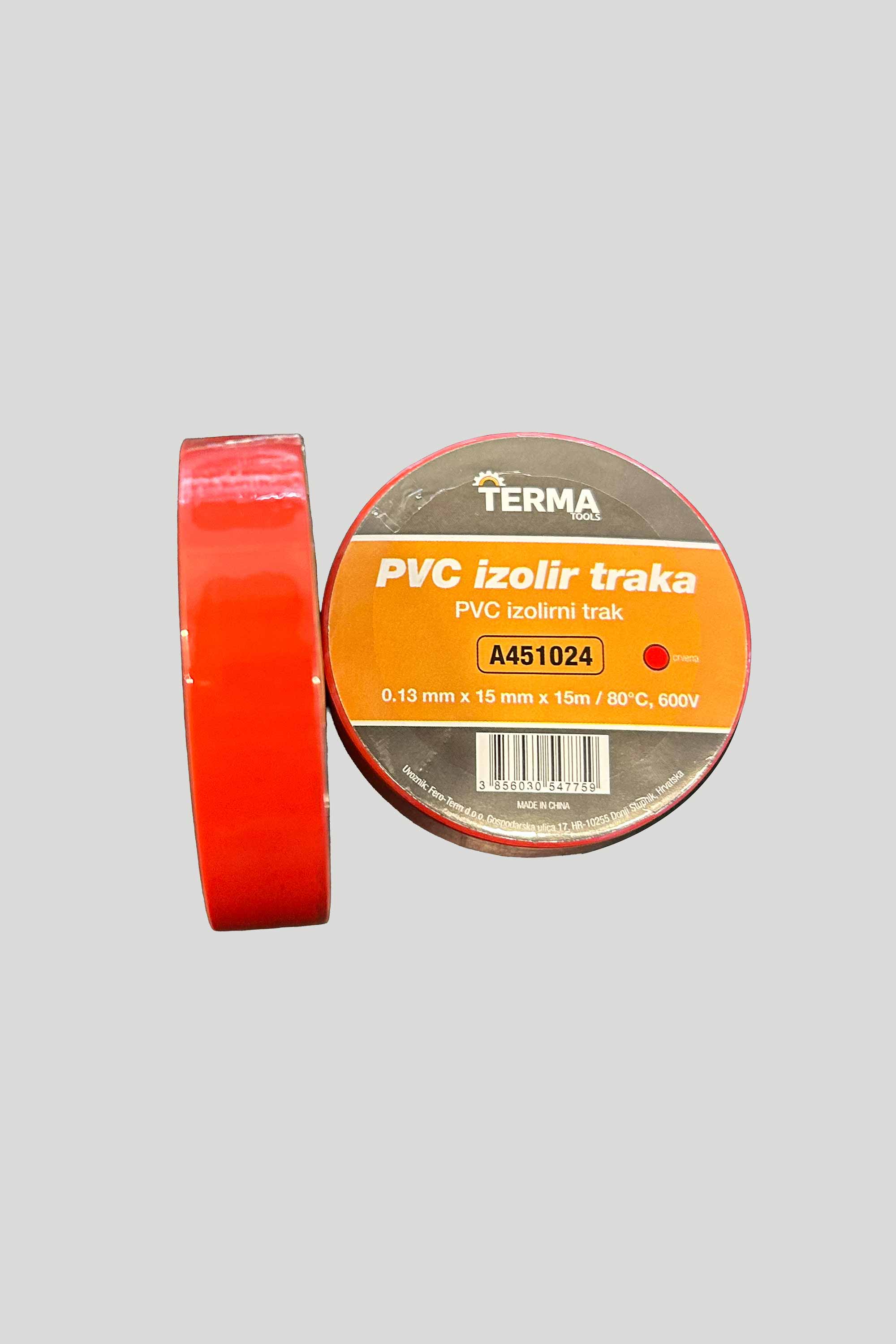 Izolir traka TERMATools, 0.13mm x 15mm x 15m, PVC, crvena