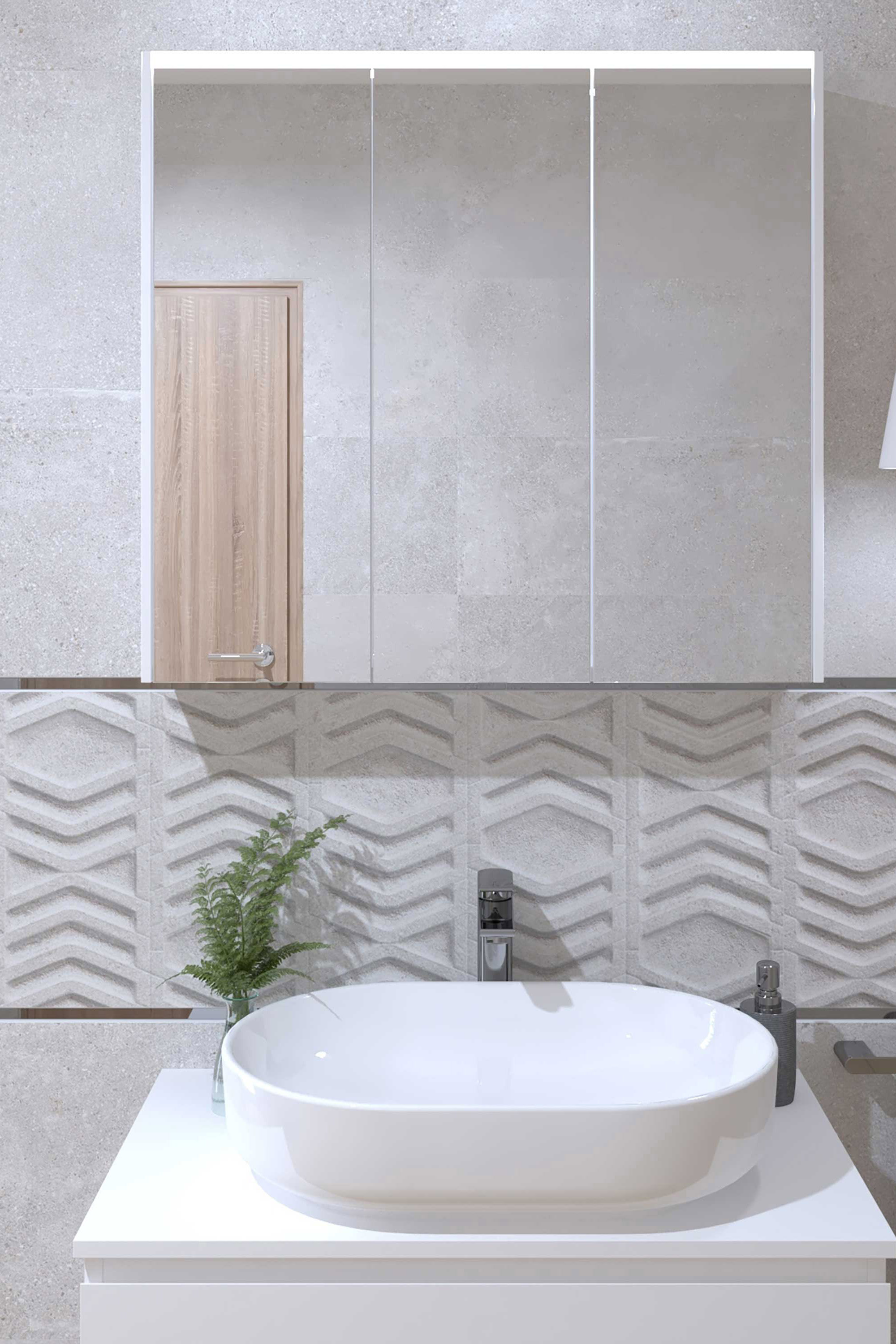 Kupaonski ormarić sa ogledalom i LED rasvjetom Concepto+ Kiara, 80x74x15 cm