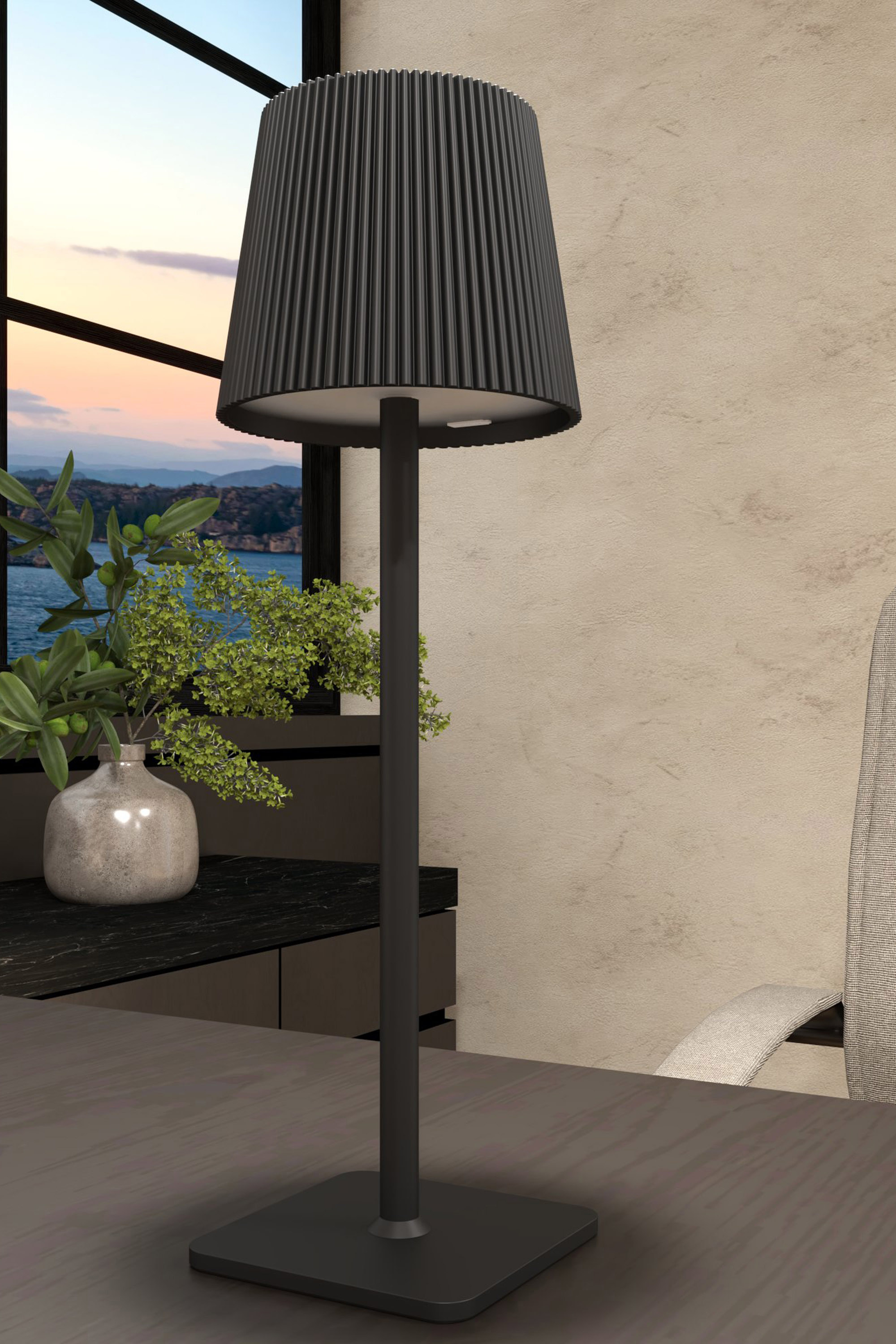 Lampa stolna od 2 W Zorra Lighting (3000 K, 2600 mAh, IP54, 34 cm, dimming) crna