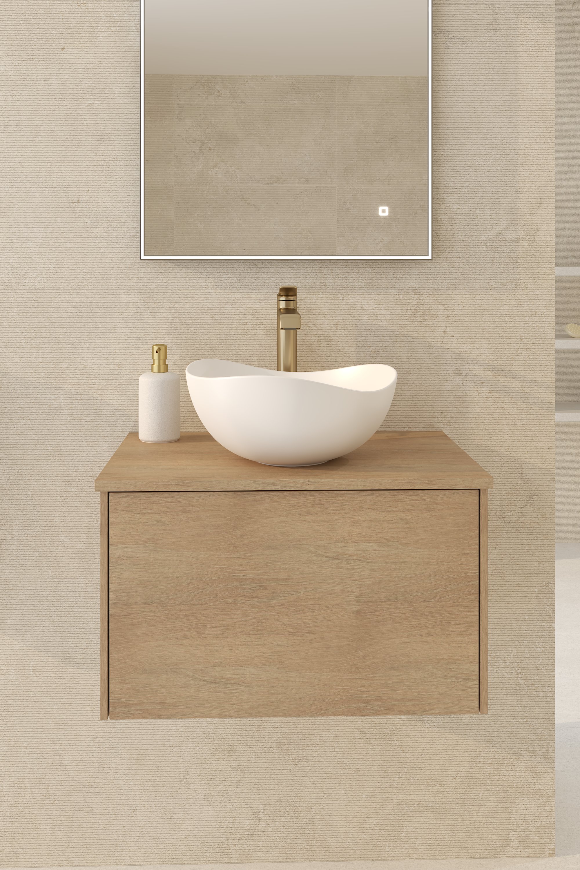 Kupaonski element viseći bez umivaonika Concepto+ Dua New, 65 cm, hrast, sa ladicom