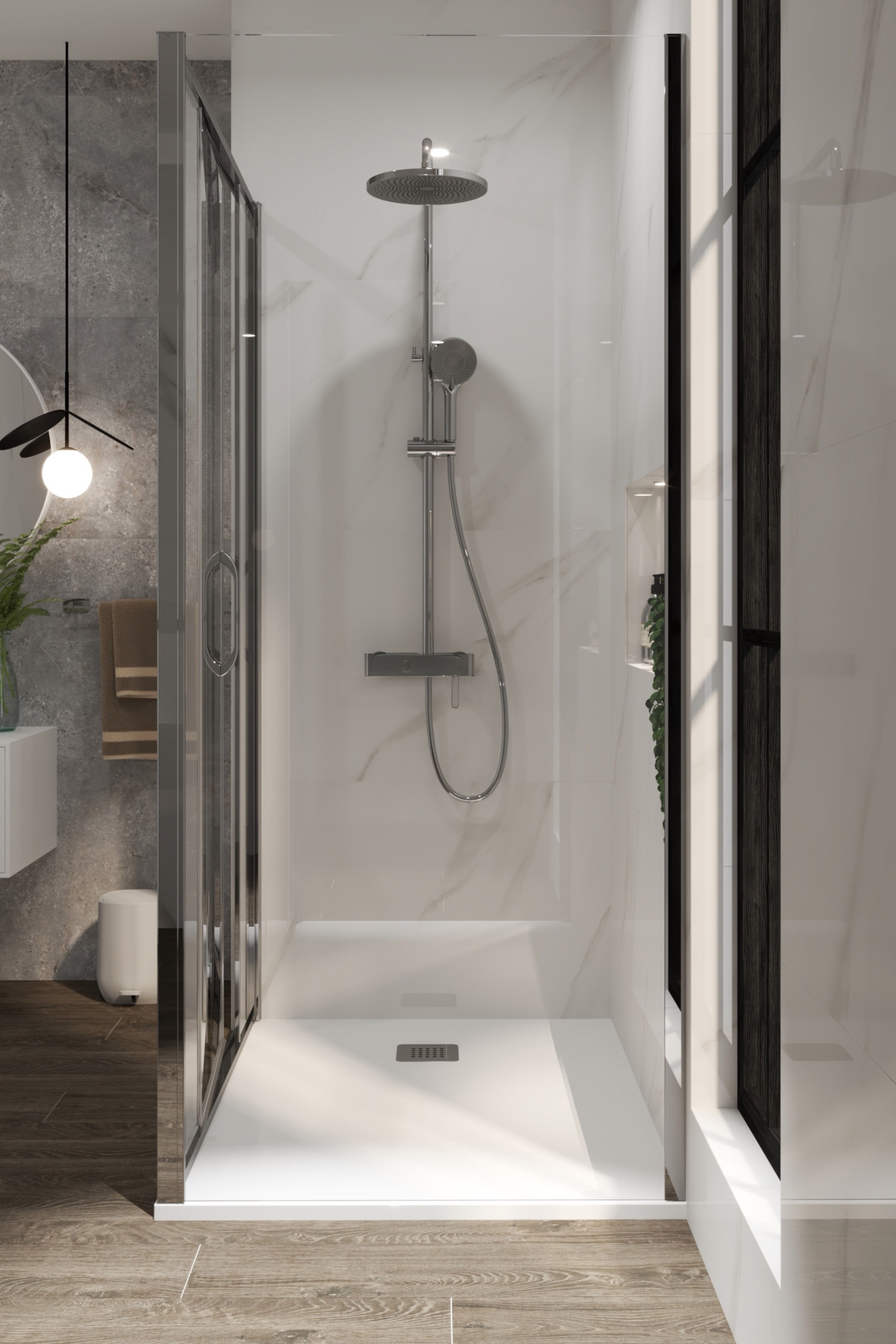 Tuš stranica za vrata Voxort Pro Premium PE-line, 90x195, prozirno/krom