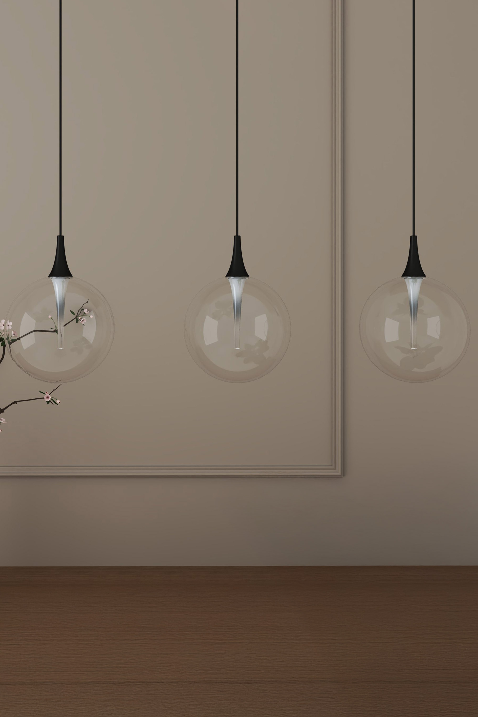 Visilica s tri izvora svjetlosti od 12 W Zorra Lighting Claire clear glass (4000 K)