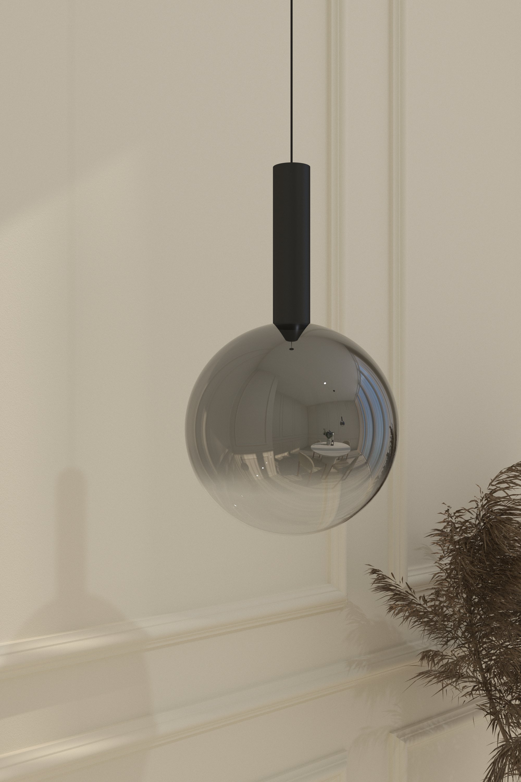 Visilica Zorra Lighting, Aura, LED 8W, crna, staklo O20 cm, 3000K, nedimm