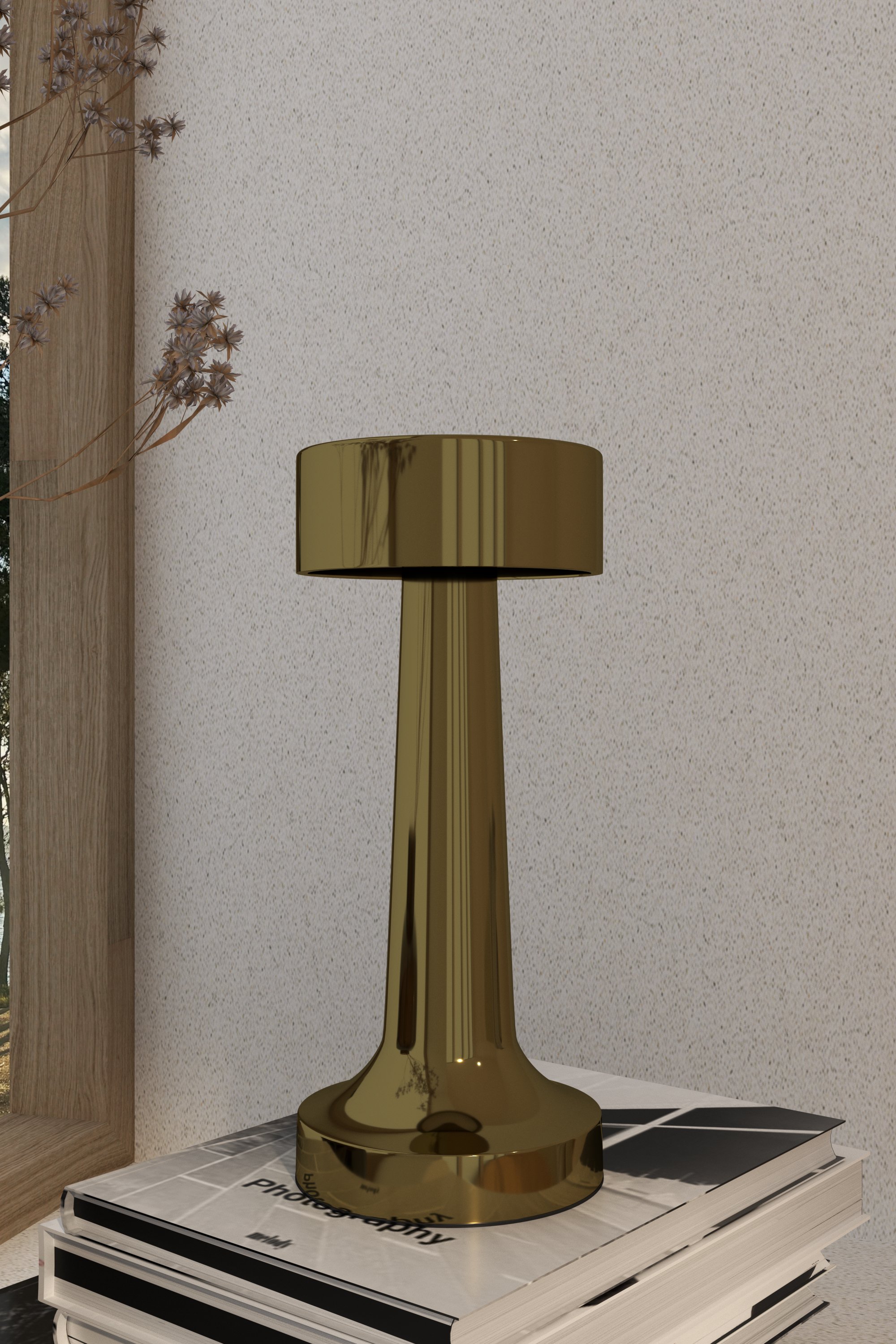 Stolna lampa Zorra Lighting, Lorena, zlatna, LED 2W, 1800 MAh ,3000K-4500K,6000K, USB punjenje